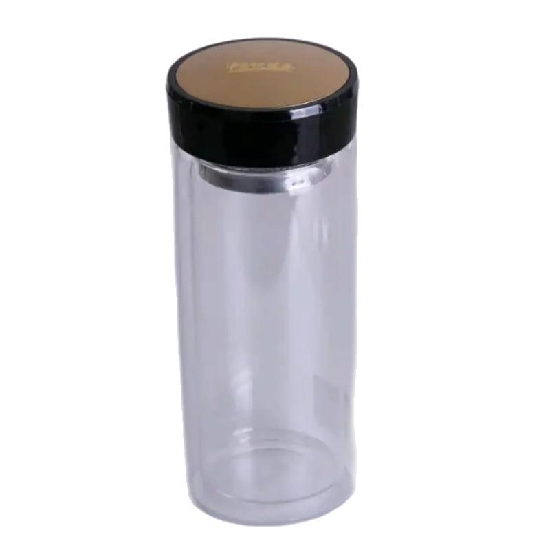 Elegant Double-Walled Borosilicate Glass Cup with Custom Logo for Office and Tea Separation
