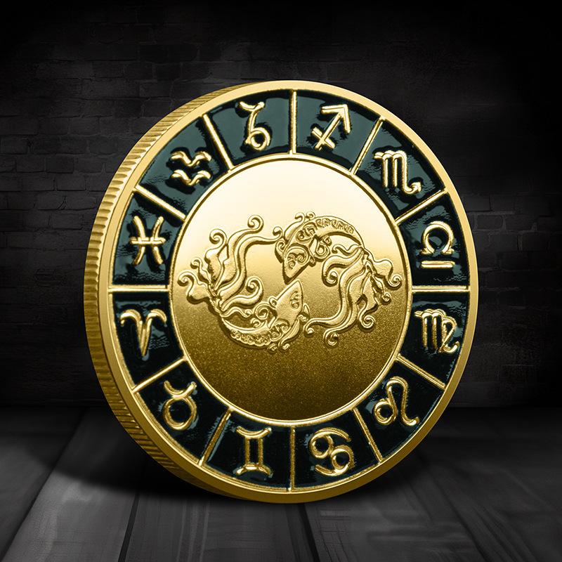 Single Zodiac Sign Commemorative Coin, Individual Constellation Collectible Medal, 40mm Diameter Astrology Souvenir Coin for Collection & Gift