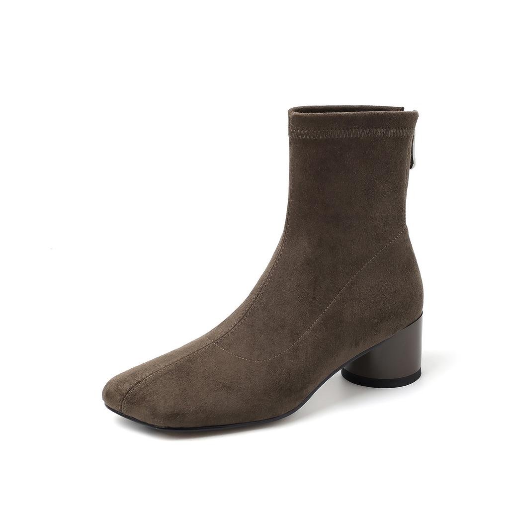 5CM Korean Small Ankle Boots 2025 Autumn and Winter New Suede Elastic Thin Boots Small Short Boots Commuting Versatile Single Boots Women