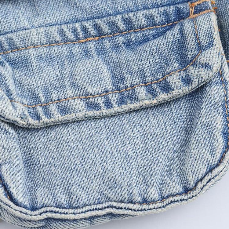 10644- Women's High-Waisted Denim A-Line Mini Skirt with Multi Pockets