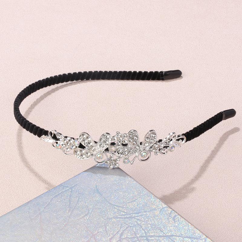 Crystal Alloy Flower Hairband, Anti-slip Headband Hairpin, Bridal Headpiece