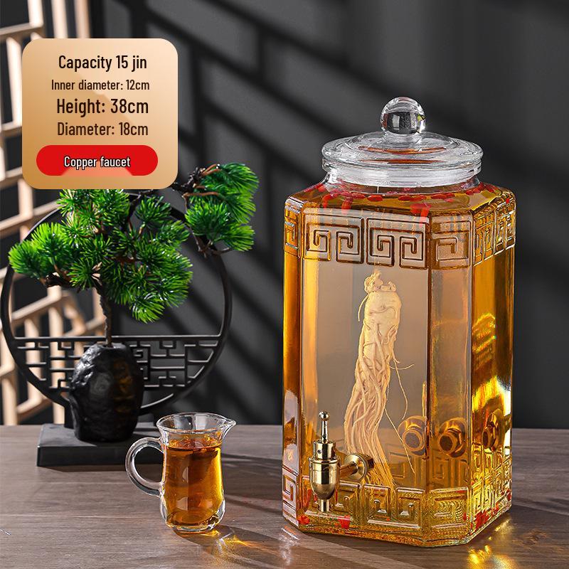 Luxury Sealed Wine & Baijiu Soaking Jar with Faucet for Household Use