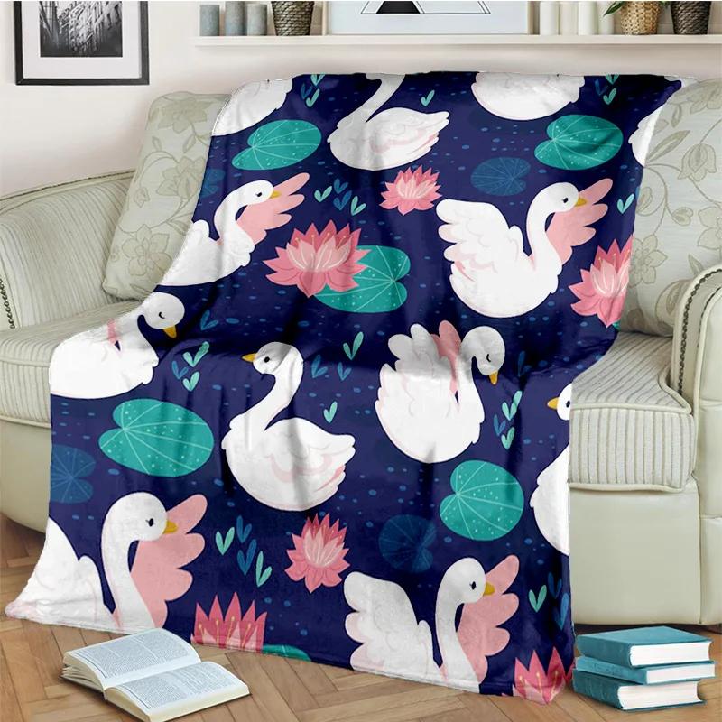 3D Cute Swan Princess Cartoon Cygnus Blanket,Soft Throw Blanket for Home Bedroom Bed Sofa Picnic Travel Office Cover Blanket Kid