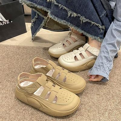 Fashion Platform Casual Sports Sandals Women's Bag Head Hollow Versatile Hole Shoes 2025 Summer New Roman Shoes