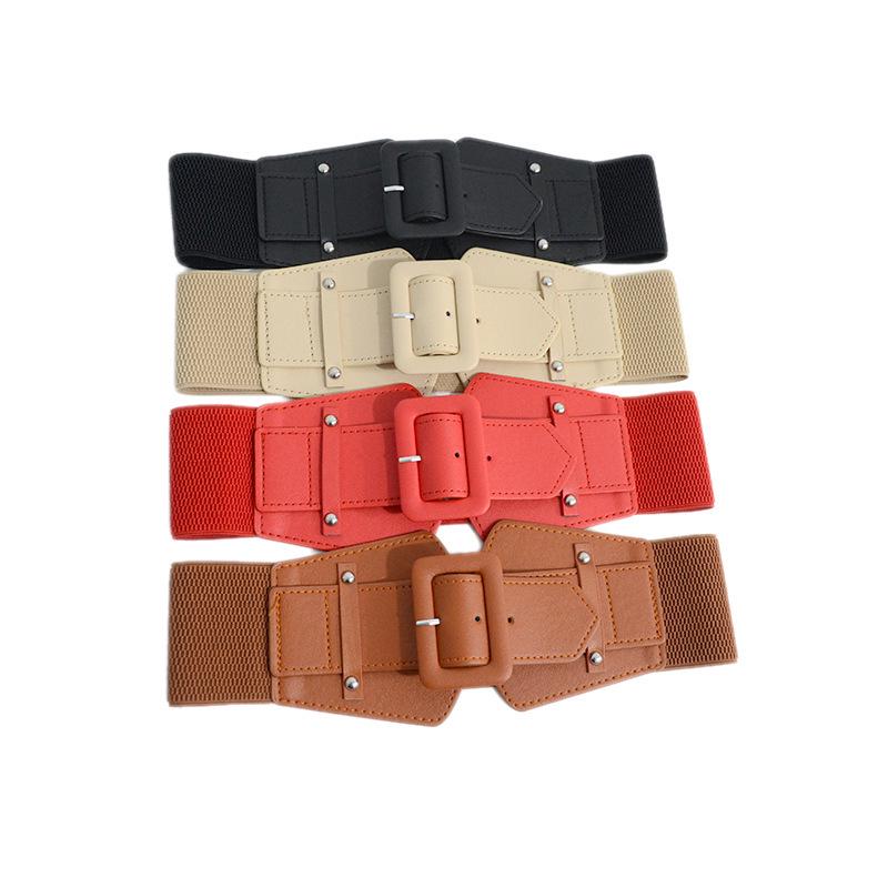 Cross-Border Women's Casual Wide Elastic Belt with Decorative Pin Buckle – Adjustable Waistband for Winter Coats, Ready Stock