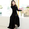 Autumn and Winter New Dress Long-sleeved Big Swing Skirt V-neck Long Dress Party Banquet Evening Dress