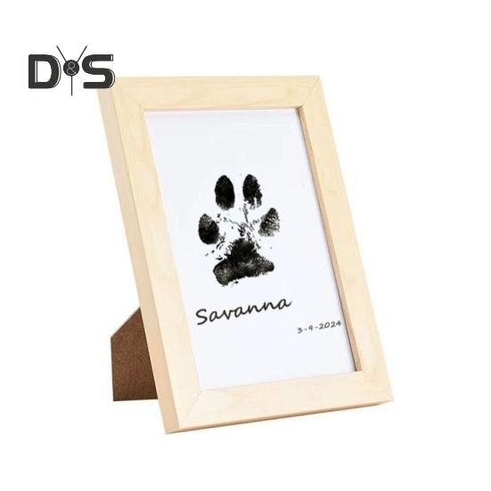 1 sett Pet Paw Printing Kit med fotoramme i tre DIY Hund Katt Potetrykk Inntrykk Valp Kattunge Poteavtrykk Minnesmerke Bilderamme Dekorasjon Kjæledyr elsker