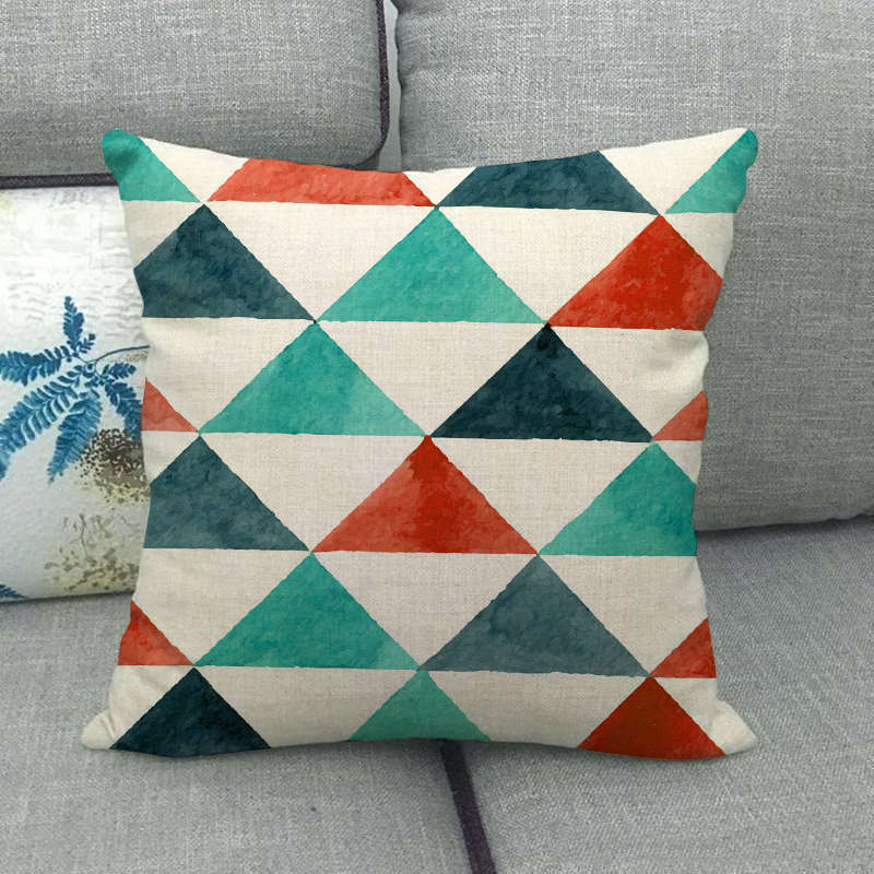 Geometric Triangular Wave Pattern Digital Printing Short Plush Pillow Covers For Car Sofa Office Cushion Cover Home Goods