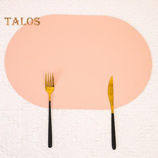 Oval Western Placemat Faux Leather Foldable Space-saving Easy Storage Wear-resistant Protection Pad