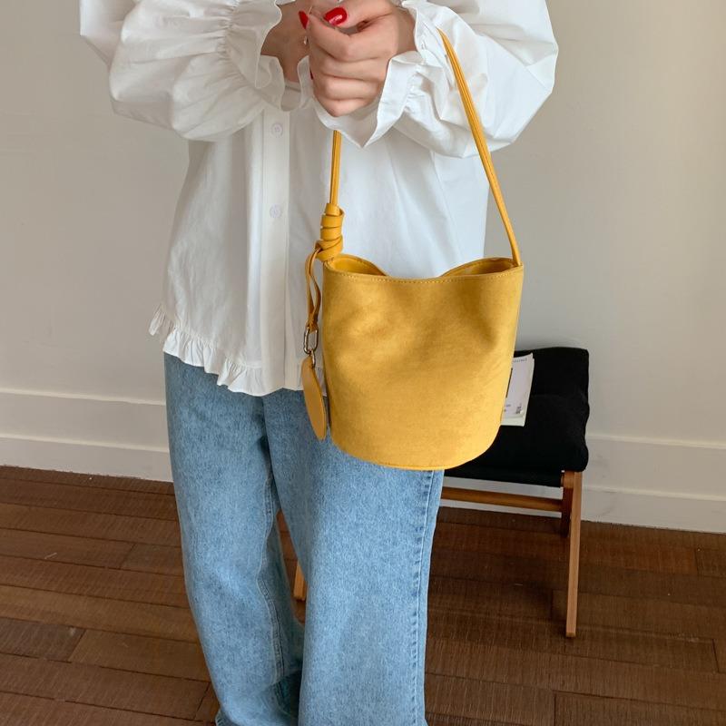 Suede New Matte Leather Bucket Fashionable and Simple Commuter Bag Shoulder Messenger Women's Bag