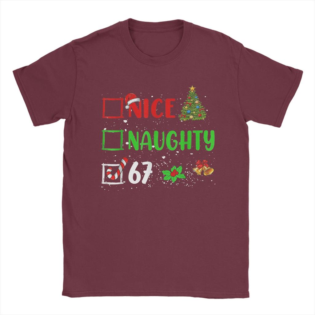 Christmas Nice Naughty 67 Meme T-Shirts for Men Crazy Cotton Tees O Neck Short Sleeve T Shirt Gift Idea Tops