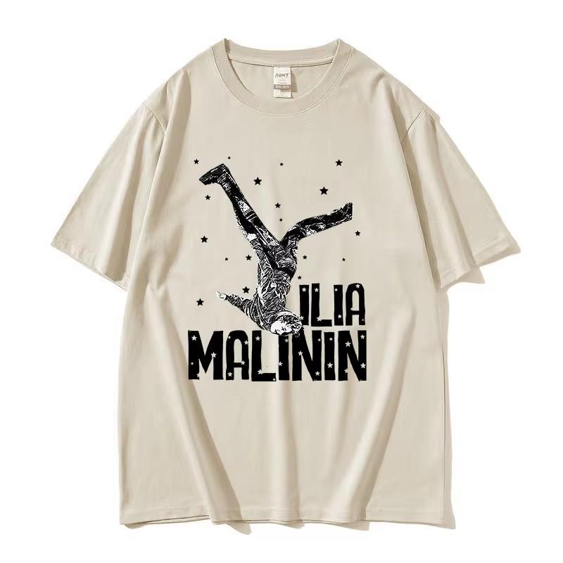 Ilia Malinin Salto Quadruplo Pattinaggio su Ghiaccio Grafica T-shirt Unisex Moda Vintage Manica Corta T-shirt Unisex Puro Cotone T-shirt Streetwear