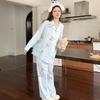 Women's 2025 Thin Cotton Polka Dot Pajama Set - Long Sleeve Cardigan & Pants for Indoor/Outdoor Wear