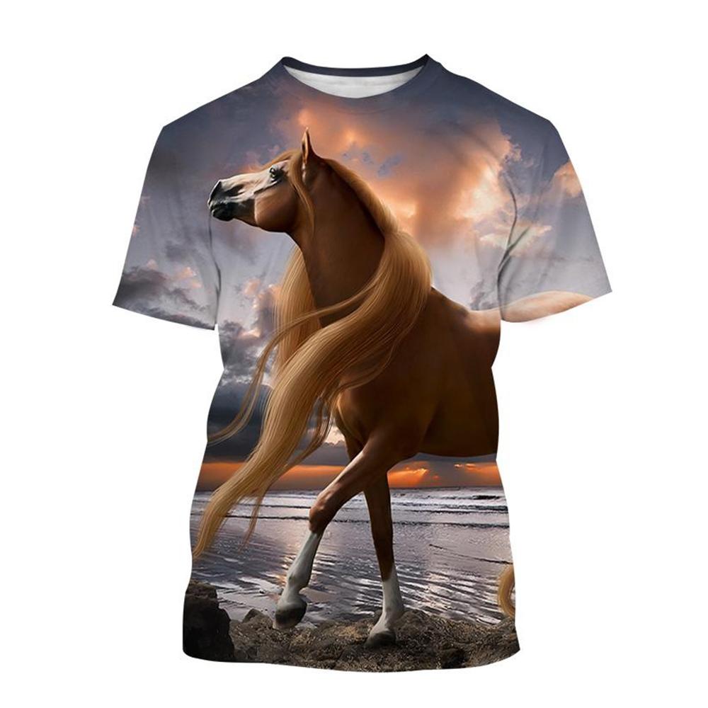 Summer Hot-Selling Fashion Animal Horse 3D Print Men's T-Shirt Casual Harajuku Style Comfortable Short Sleeve Top