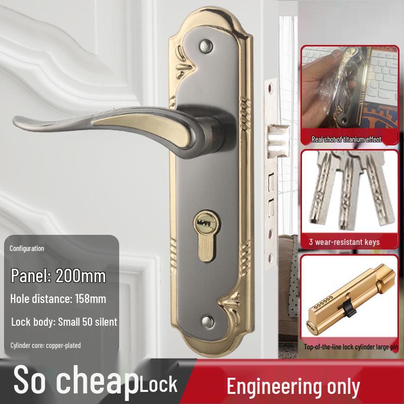 Univerzální magnetický černý vnitřní zámek kliky dveří pro dřevěné dveře ložnice