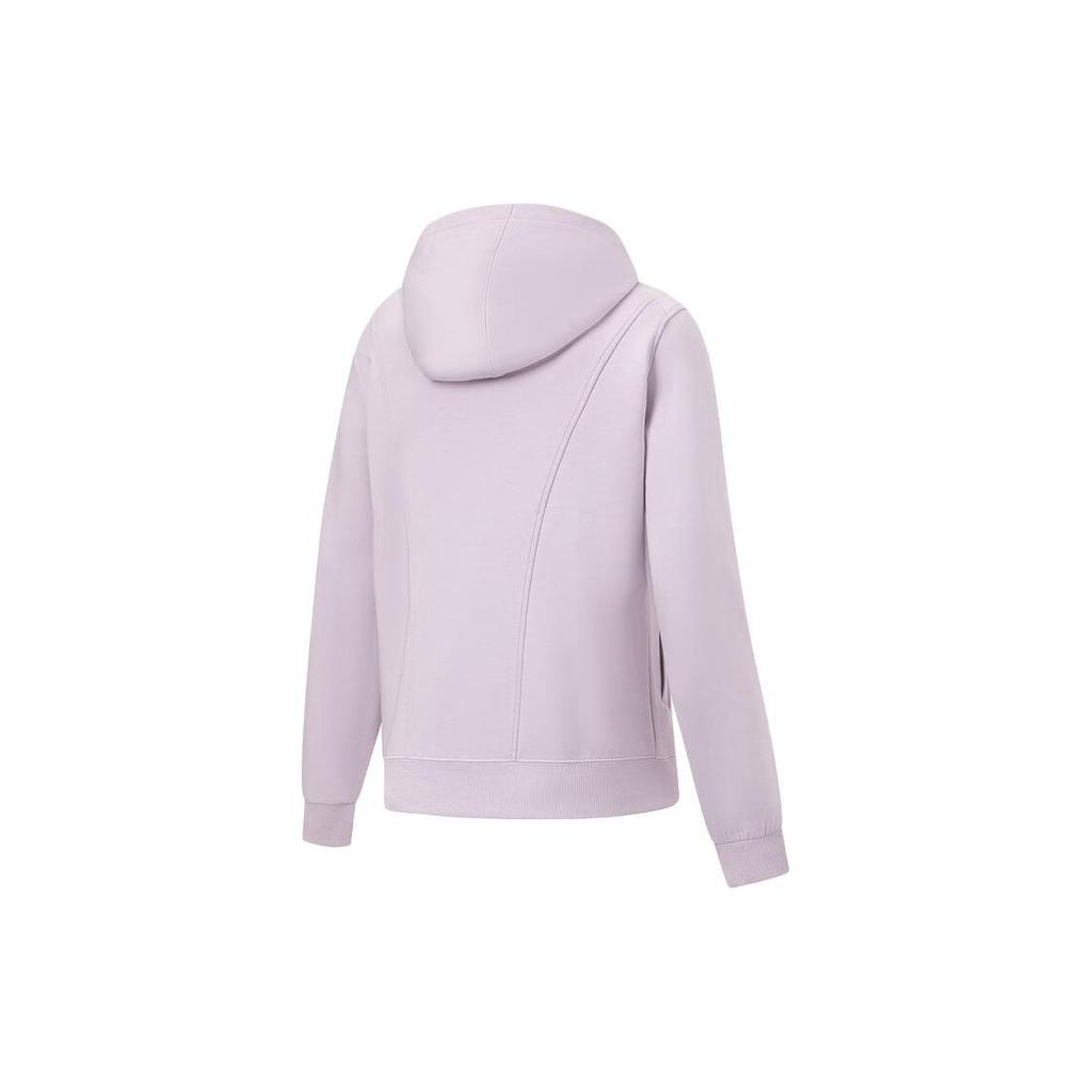 Li Ning Fitness Series Solid Color Hooded Cardigan Sports Sweatshirt Women Sweatshirt Silk-Purple AWDT776-2