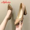 Fashion Aphixta 2025 New 10cm Square Heels Pumps Women Shoes Patent Leather Sexy Wedding Party Official Leisure Super Big Szie 31-50