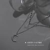 Zilveren flits diamant ster maan dubbele ketting niche dames sleutelbeenketting designgevoel lichte luxe nieuw