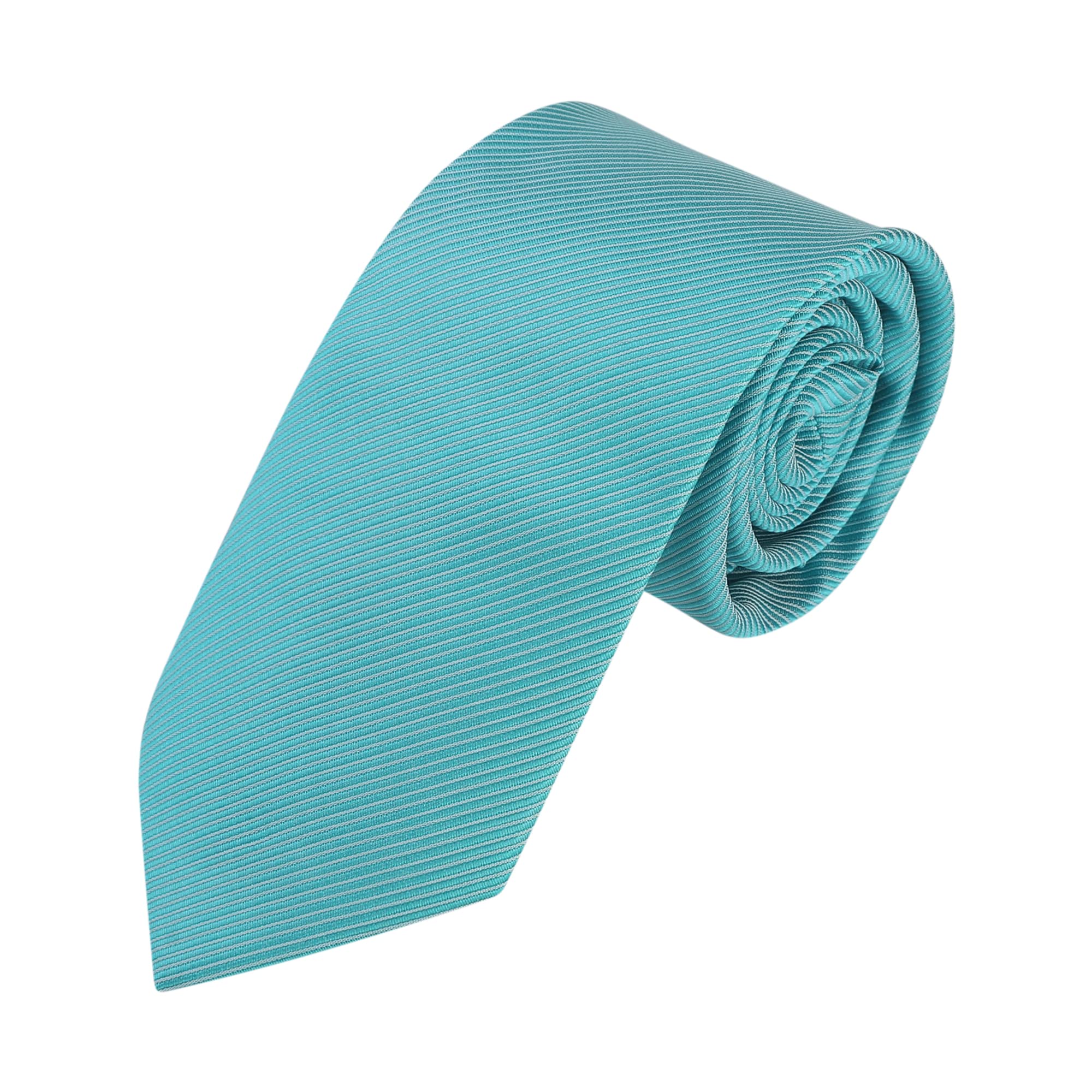 [Allegra K] Men s Formal Tie, 145cm, Solid Color Narrow Stripe Tie, Graduation Suit Tie, Lake Blue, One Size