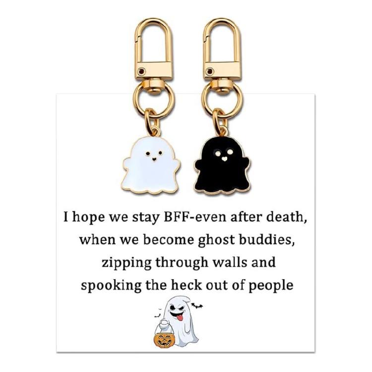 Spooky Wraith Key Ring Halloween Stocking Stuffer for Women Girls Teens Cute Boo Basket Gift for Friend With Gift Card