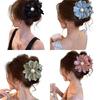 Fashionable Pearls Decorated Floral Barrette With Nonslip Clip Elegant Hairpin For Daily Outings Special Event