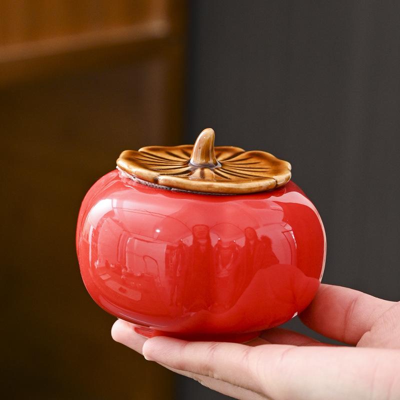 Canister Persimmon Ruyi Wedding Candy Jar Ornament Ceramic Tea Set Souvenir Decoration Gift Box
