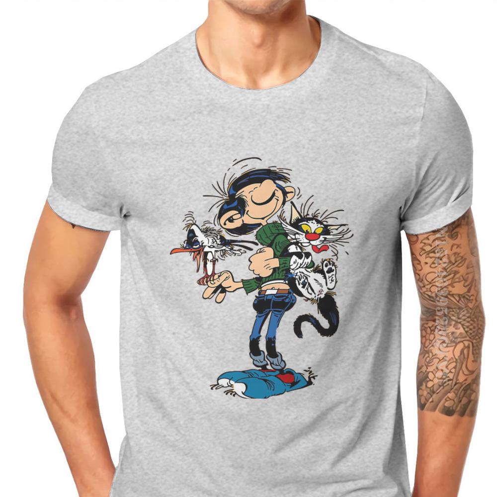 GUOYAN TOP Gaston Lagaffe Strips Katoenen T-shirts De Tweeling Van Gokker Personaliseren Man Mannen T-shirts Grappig T-shirt T-shirt Kleding Oversized 2XL