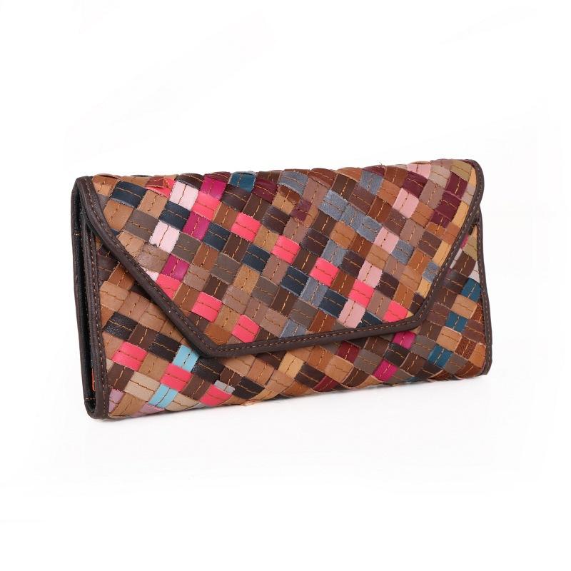Wallet Long Girls Sheepskin Woven Bag Clutch Bag Women'S Multi-Color Bag Change Bag