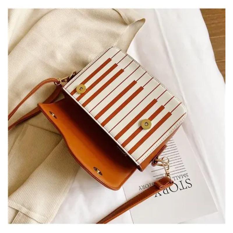 Fashi Shoulder Bags for Women Female PU Leather Piano Crossbody Messenger Bags Small Handbag Wide Strap Purse