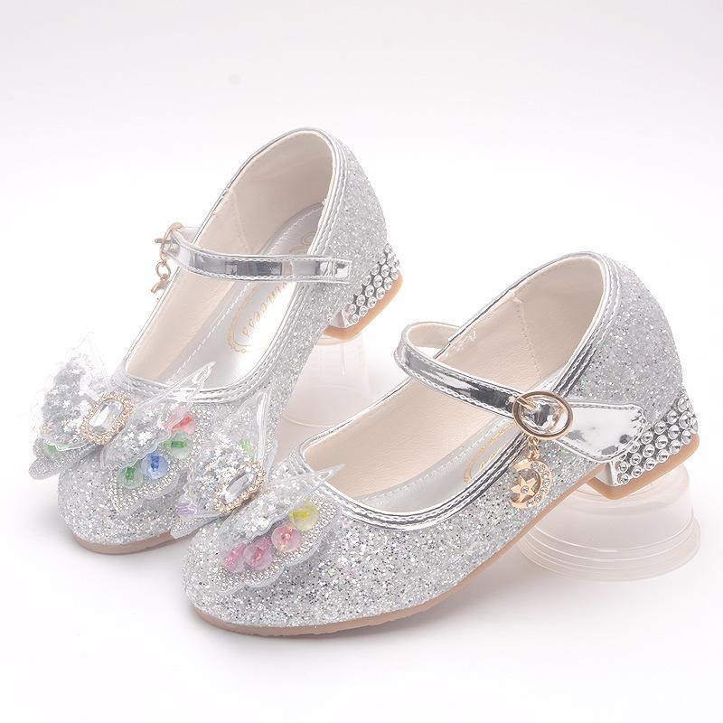Girls' High-Heeled Princess Shoes, New Spring and Autumn Children's Single Shoes, Elsa Angel Butterfly Shoes, Fashionable Baby Shoes for Girls