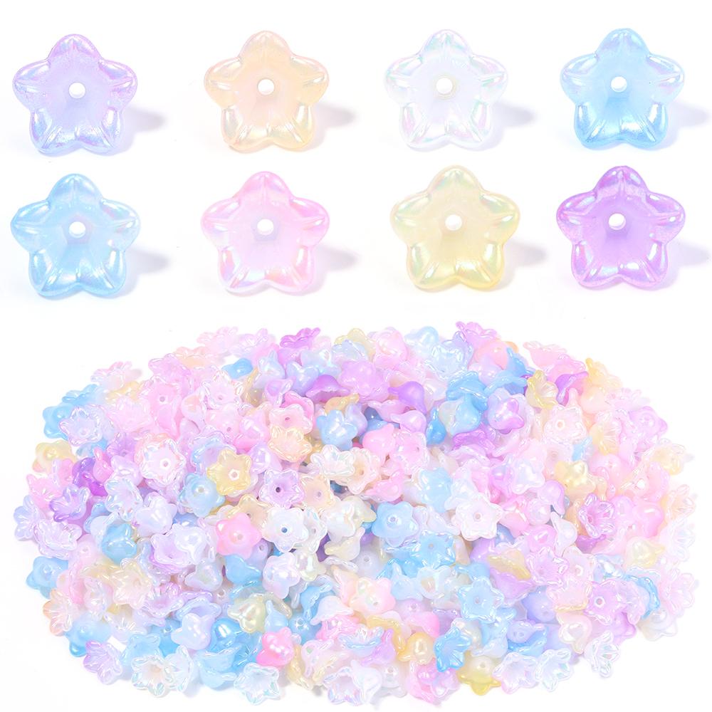 100pcs 6x12mm Flower Acrylic Beads Colorful Bell Orchid Flower Loose Beads For Jewelry Making DIY Bracelets Earrings Accessories