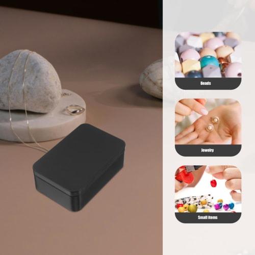 OSALADI Set of 3 Tin Cans, 10 x 6.5 x 3.4cm, with Lids, for Playing Cards and Poker, Mini Metal Boxes for Home Storage, Black, Compact, Portable, Styl