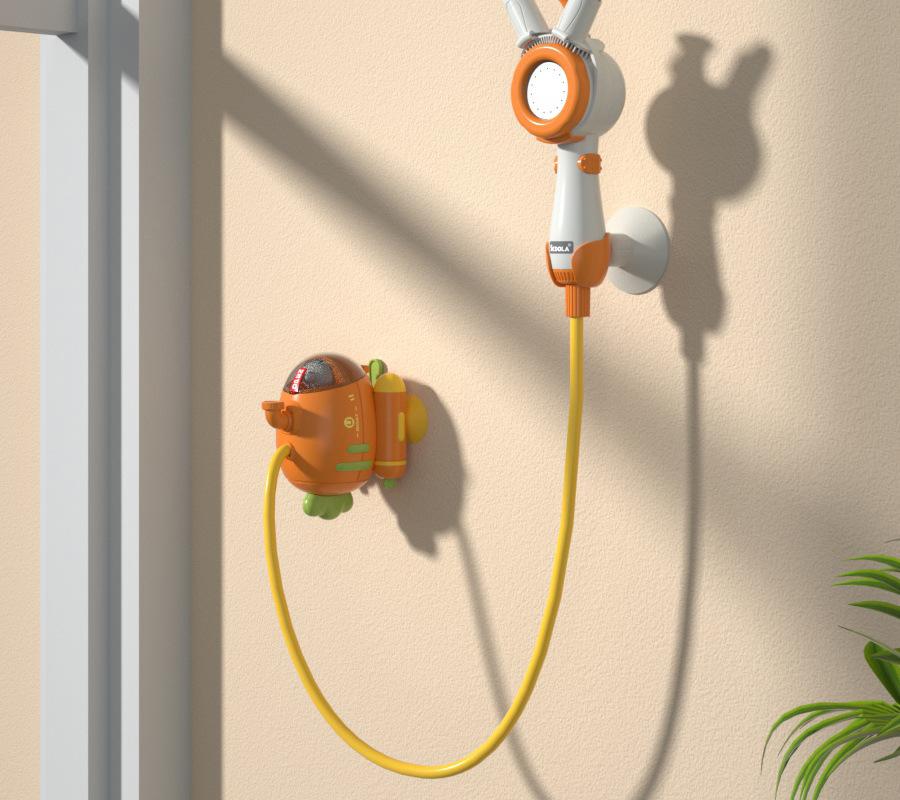 Baby-Duschkopf Cartoon-Karotte Elektrische Wasserpumpe Verstellbarer Sprinkler Babywanne Wassersprühspielzeug für Kleinkinder Geschenk
