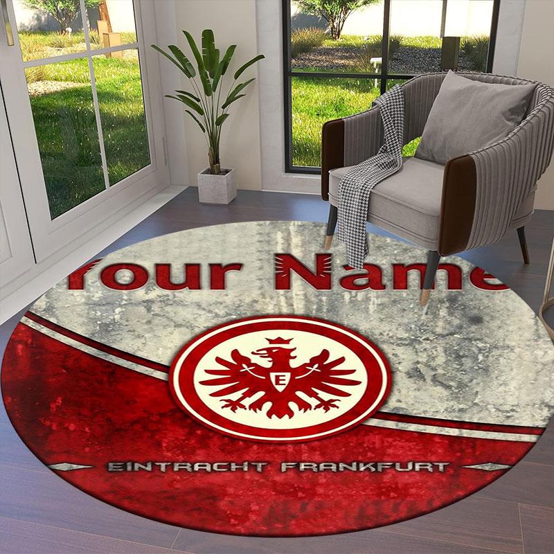 Eintracht Frankfurt Custom Name Round Area Rug,Carpet Rug for Living Room Bedroom Sofa Playroom Decor,Non-slip Floor Mat