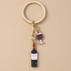 Cute Enamel Red Wine Keychain Simulation Drink Key Ring Pendant for Car Key Holder Women Girls Handbag Decor DIY Jewelry Gift