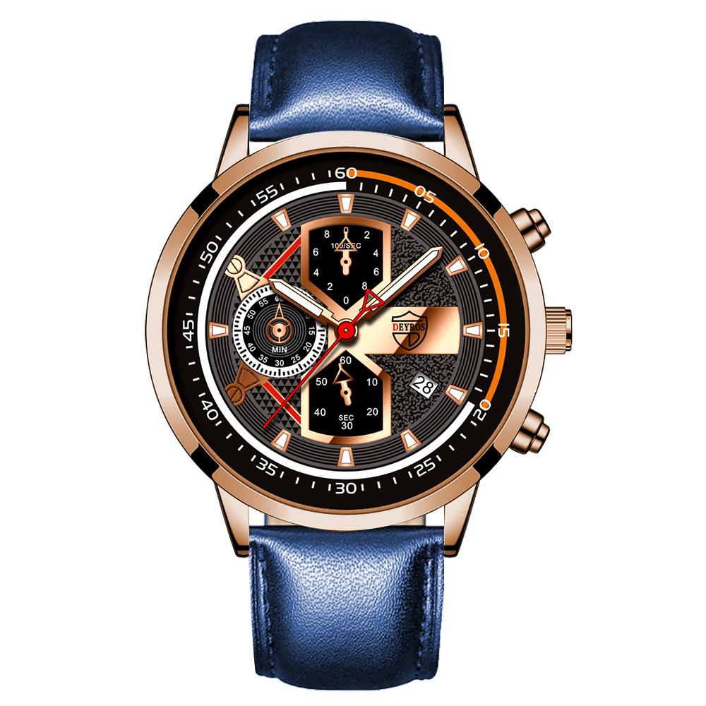 Fashion Men's Watch Leather Watch Calendar Watch Men's Trend Quartz Watch Student Watch