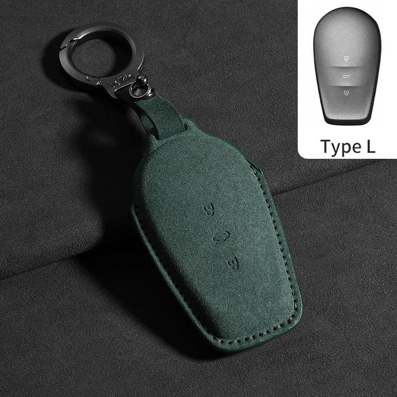 Suede Leather Car Flip Key Case Cover Shell For Nissan N7 2025 N7 Pro N7max Auto Keychain Protector Shell Decorative Accessories