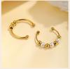 Waterproof Double Ball Open Ring for Women, Asymmetric Wrap Open Adjustable Ring, Stainless Steel Girlfriend Jewelry Gifts