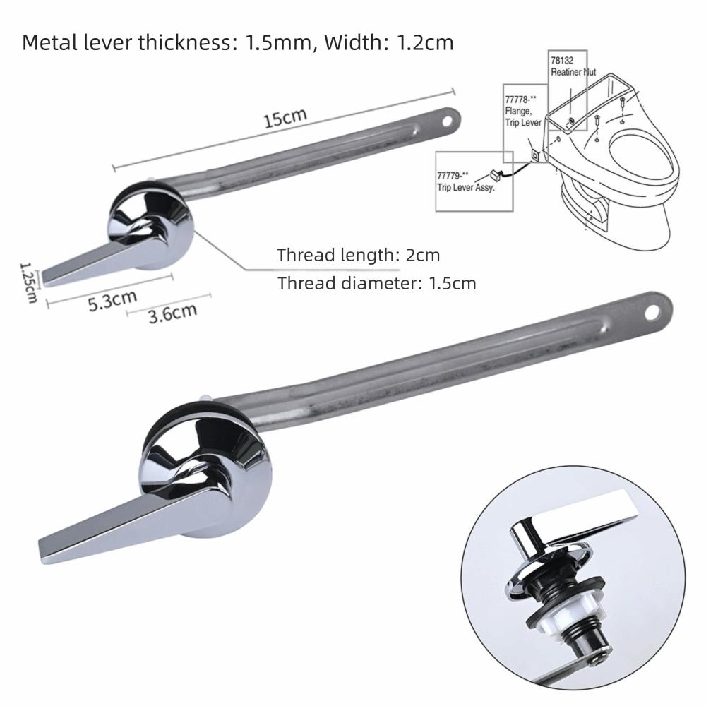 Pull Rod Toilet Flush Handle Stainless Steel Toilet Trip Lever  Plumbing Replacement