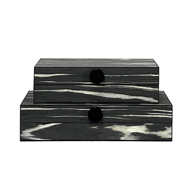 Natural Wood Jewelry Boxes Minimalism Rectangle Cosmetic Jars Dresser Table Desk Decoration Exquisite Jewelry Storage Jar