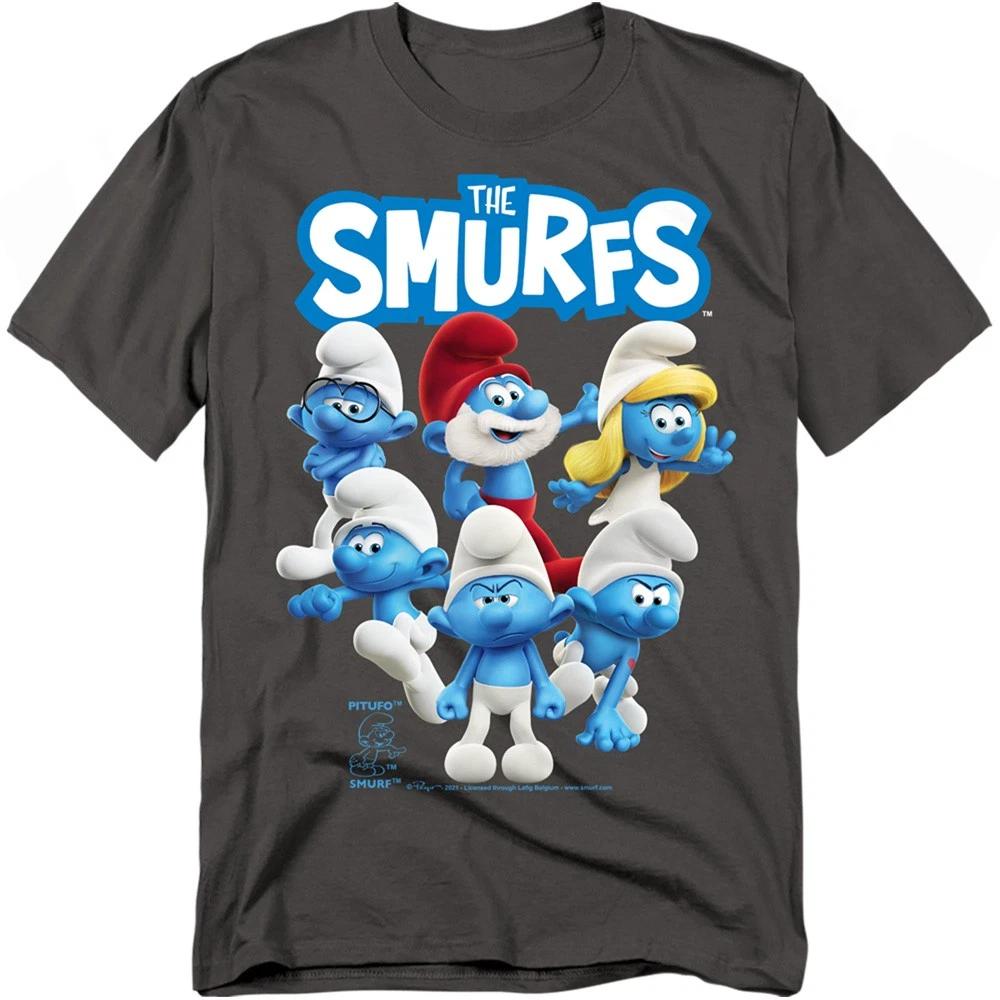 The Smurfs - Group Shot - Unisex Short Sleeve Children s T-shirt - Gray 160