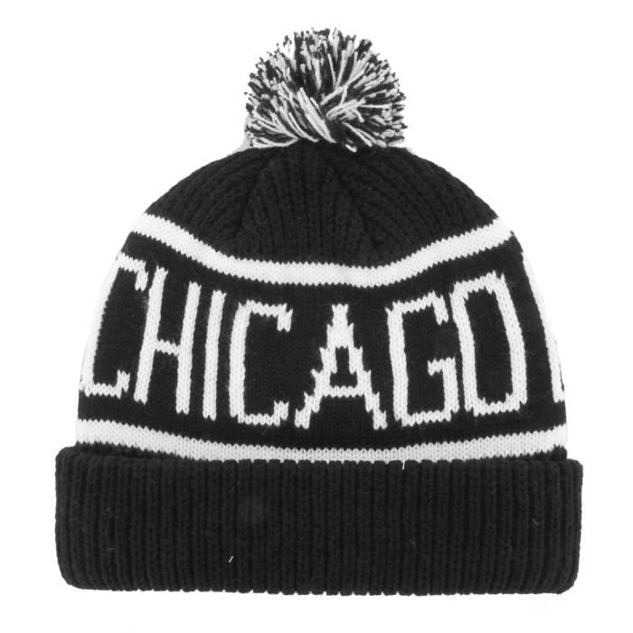 Bonnet tricoté - 47 brand - calgary chicago blackhawks noir - adulte homme - 100% acrylique - automne / hiver