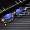 Blaulichtfilter Randlose Lesebrille Damen Herren Luxus Metall Ultraleicht Alterssichtigkeit Brille Rahmenlos Lesebrille