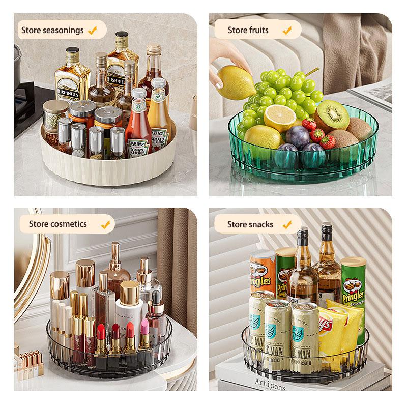 360 Rotating Storage Rack Kitchen Storage Spice Rack Non-Slip Cabinet Kitchen Bathroom Organizer Tray Plate Cosmetic Organizer