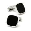 Men's cufflinks, classic simplicity inlaid with black square shirt buttons, cross-border jewelry 1 pair of spot wholesale delivery