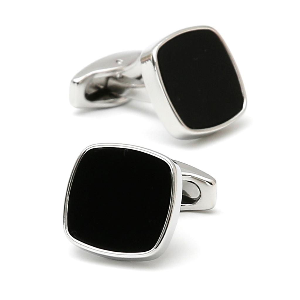 Men's cufflinks, classic simplicity inlaid with black square shirt buttons, cross-border jewelry 1 pair of spot wholesale delivery