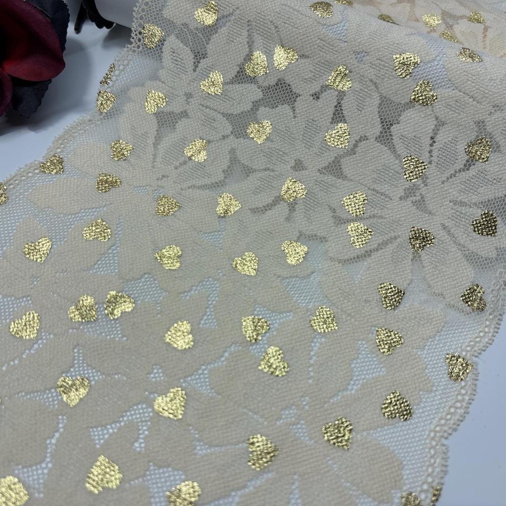 Printed Stretch Lace, 19.5cm wide Elastic Spandex Lace Trim for Lingerie, Bra, Underwear, Dress, Garment, Sewing & Crafting