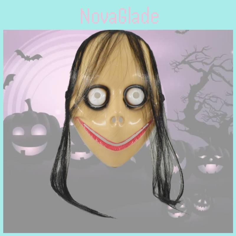 Frightening Long Hair Momo Mask Plastic Spooky Halloween Party Costume Prop