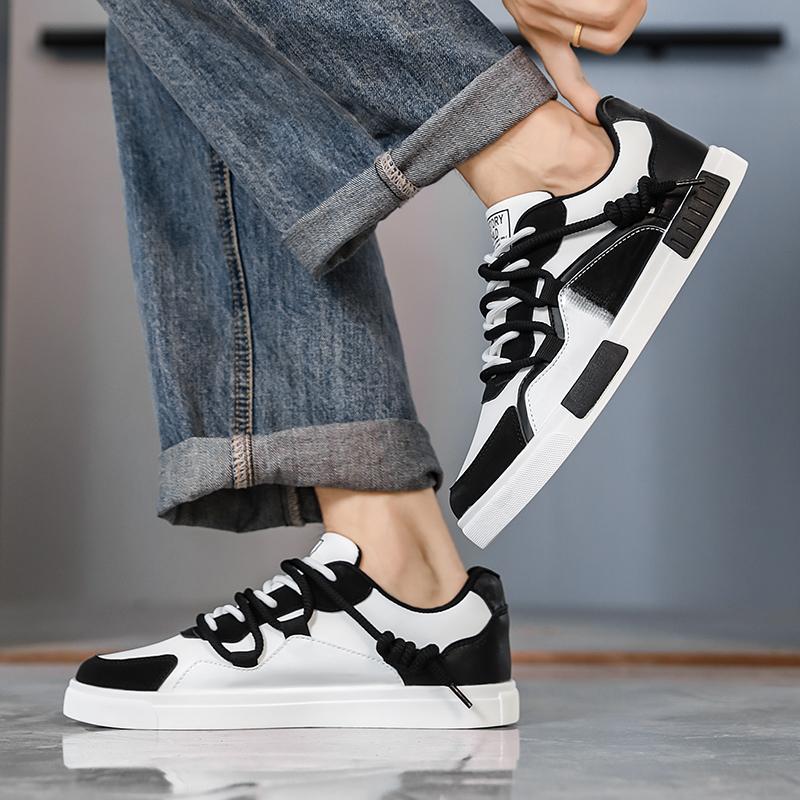 HKDQ Big Size 47 Skateboard Shoes Men Leather Casual Sneakers For Men Non Slip Red Designer Shoes Comfortable Men's Skate Shoes