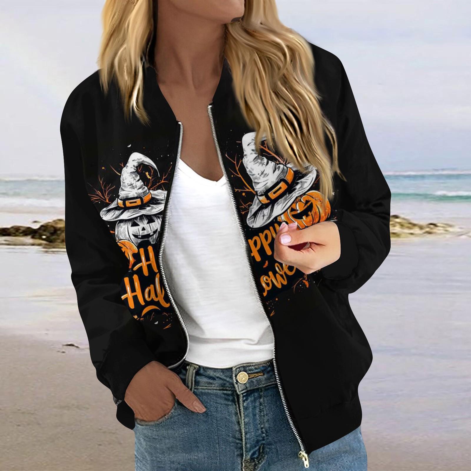 

Женская модная повседневная куртка на молнии с длинным рукавом с принтом и круглым вырезом L белый